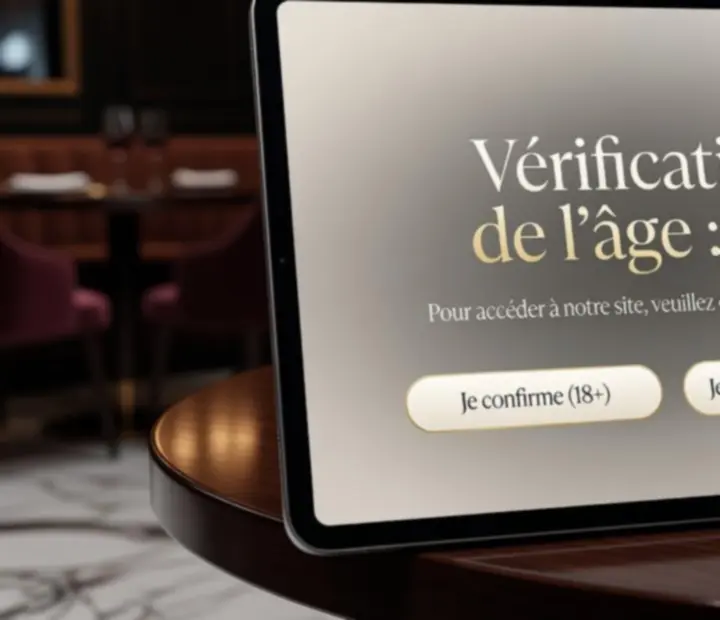Exemple d'interface de vérification d'âge 18+ affichée à l'entrée d'un site