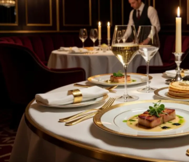 Table VIP privative avec verrerie et lumière tamisée